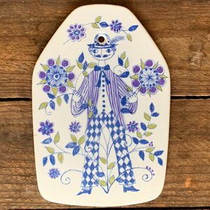 1960s Norway Lotte Turi-Design Unique Ceramic Wall Plaque Cottage Core